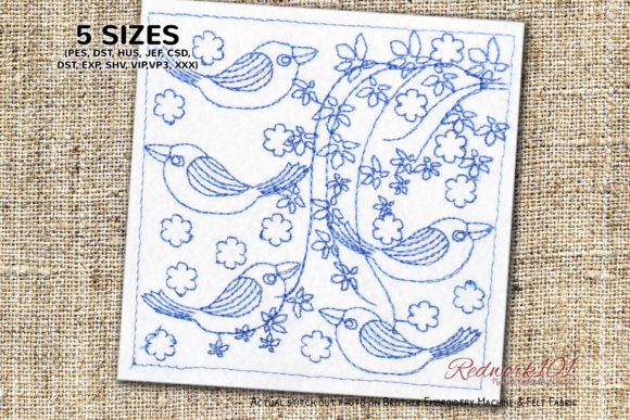 Abstract Bird Pattern Redwork: A Hands-On Review for Embroidery Designers