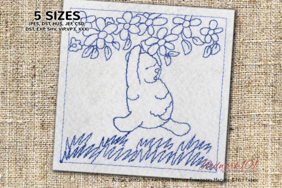 Baby Bear Hanging to Tree Redwork: Seasonal Review