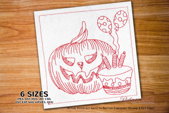 Halloween Pumpkin with Cake Redwork: A Designer’s Review