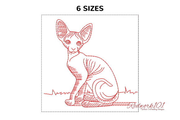 Sphynx Cat Posing at Home Redwork: A Craft Fair Review