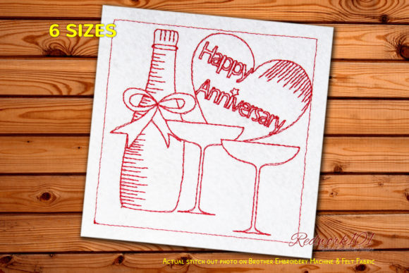 Wine Bottle with Glass Happy Anniversary Embroidery Review